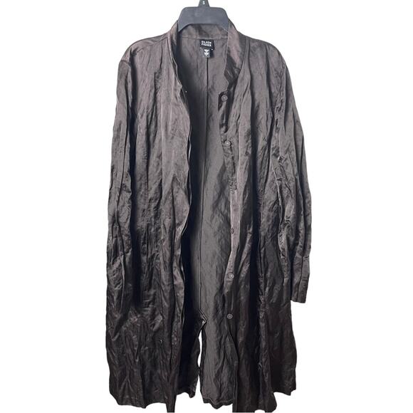 Eileen Fisher Evening Shimmer Coat, Plum Brown, Parties Cocktails Minimalist  L - Picture 5 of 12